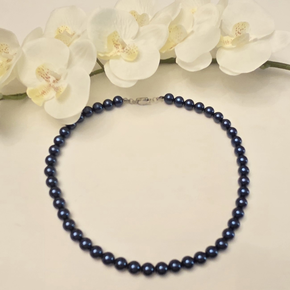 Saltwater Blue Pearl Necklace